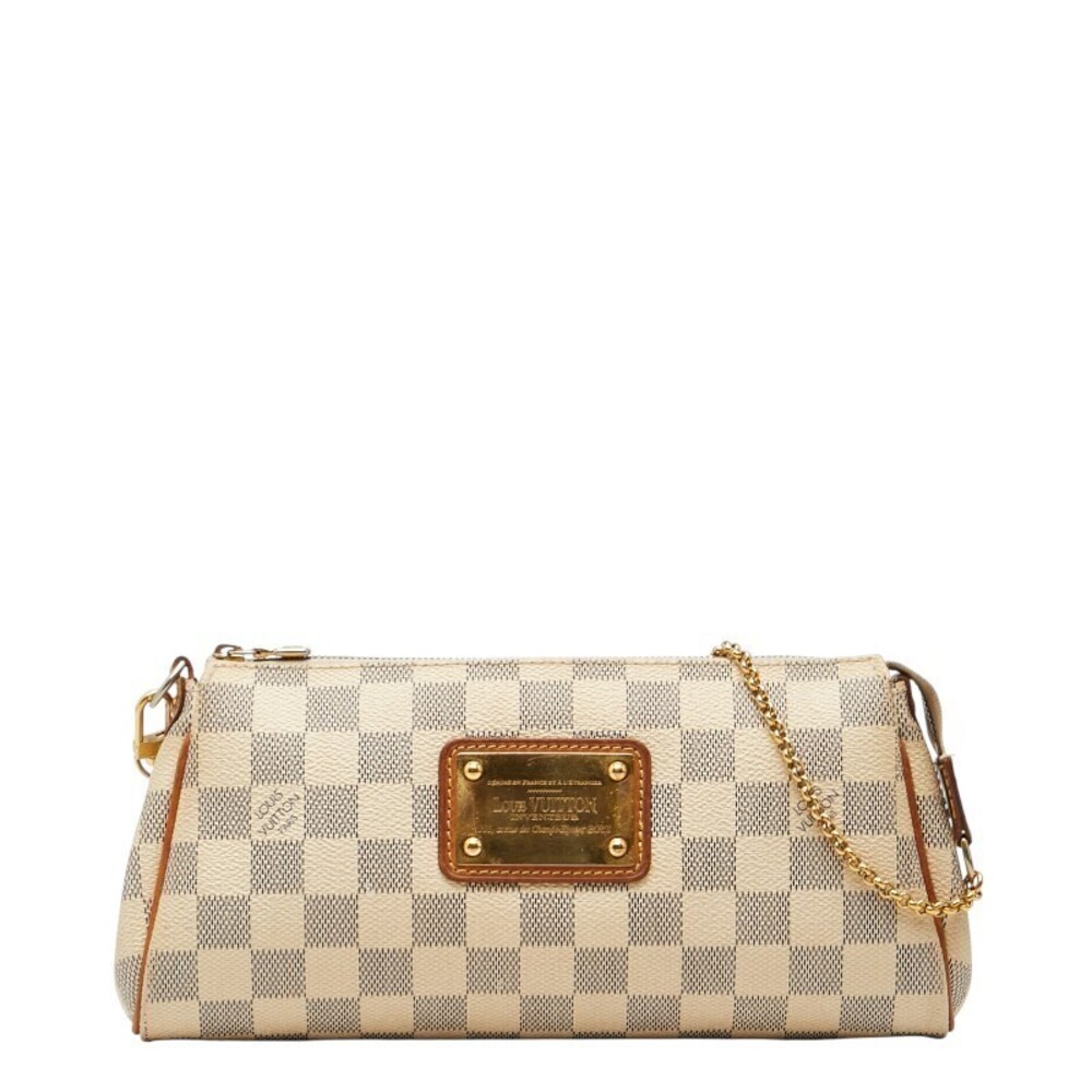 Louis Vuitton Damier Azur White Eva Chain Shoulder Bag Handbag White Leather
